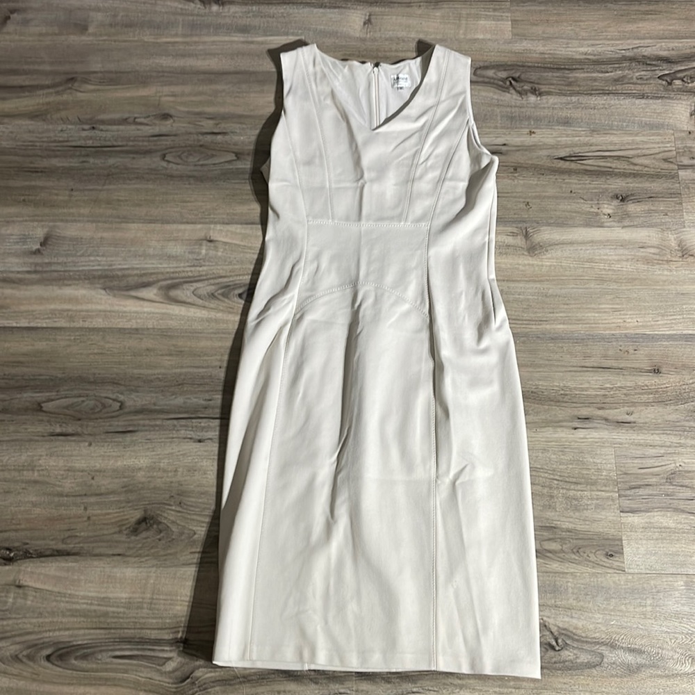 Armani Collezioni Pencil Dress, Bone White, zips at back, Size:8, EUC!!